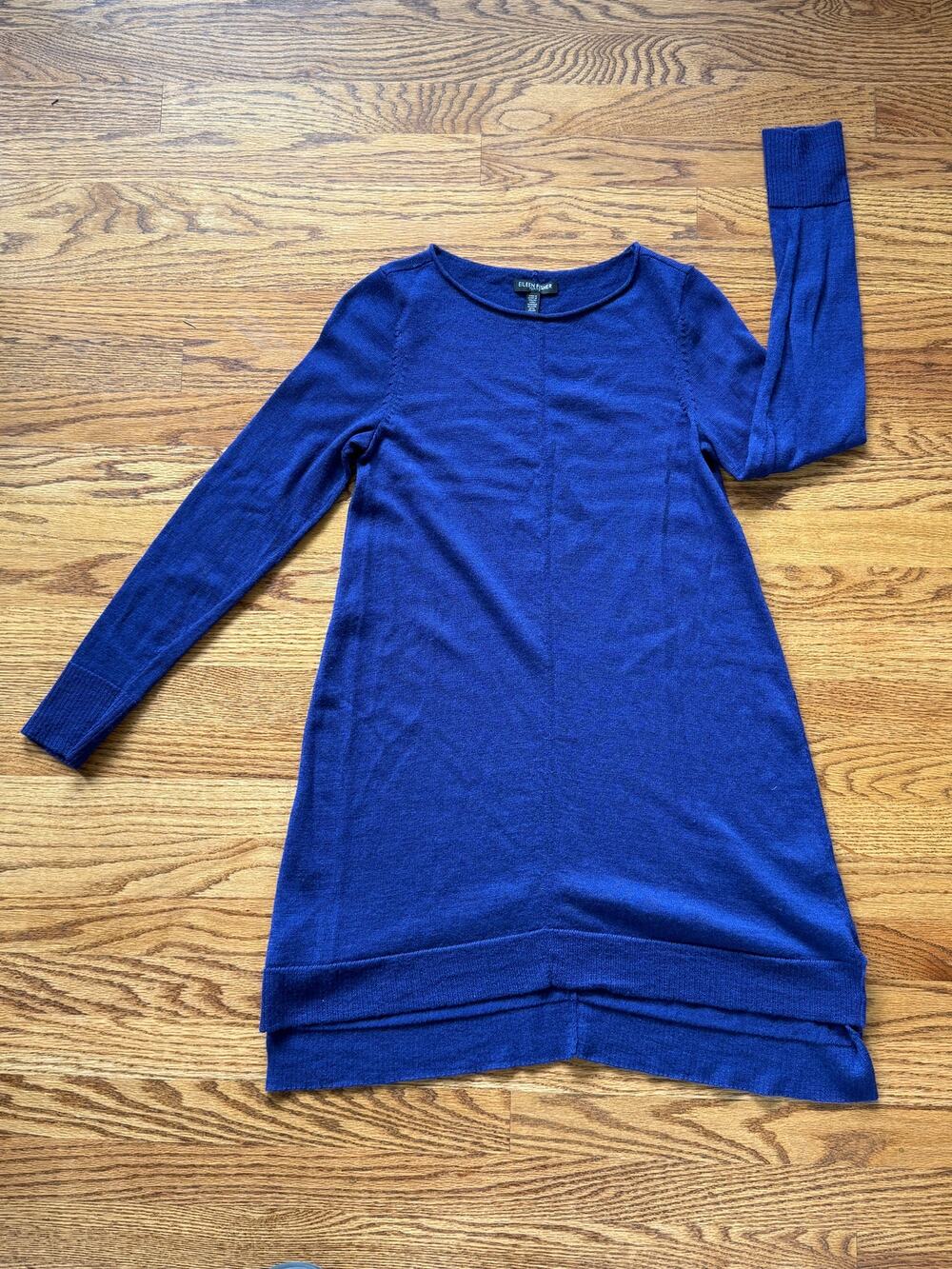 Eileen Fisher Petites Royal Blue Merino Wool Tunic/Dress PS Sweater Lagenlook